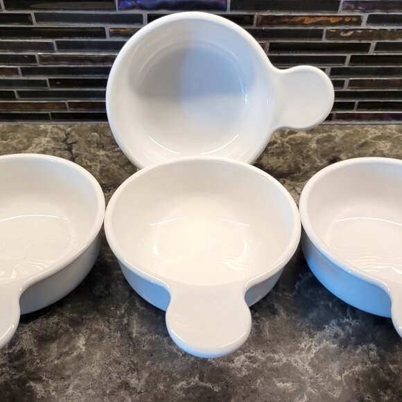 VINTAGE PYREX GRAB ITS BOWLS SET OF 4 CORNING WHITE ROUND SERVING STORAGE 1980s - Picture 5 of 11